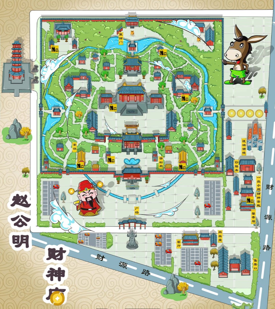 凉城寺庙类手绘地图